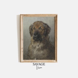 Vintage Dog Portrait, Antique Animal Painting, Antique Animal Portrait, Pet Dog Print, Dog Lover Gift, Puppy Wall Art, Printable Wall Art