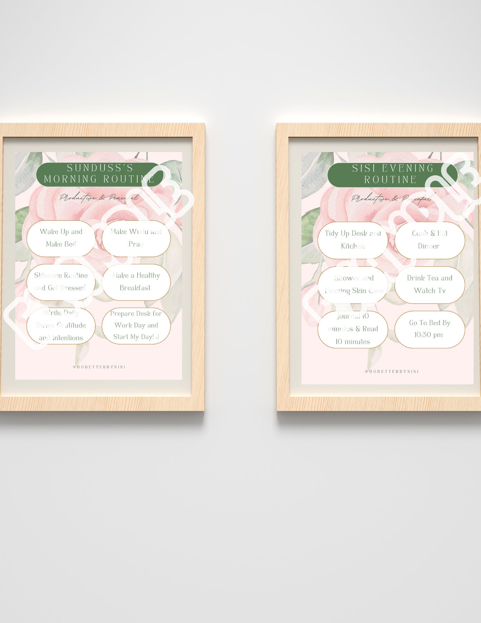 Customizable Printable Digital Download Morning & Evening Routine Pink ...