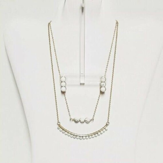 Vintage Choker 2 Necklace Earring Set White Marbl… - image 1
