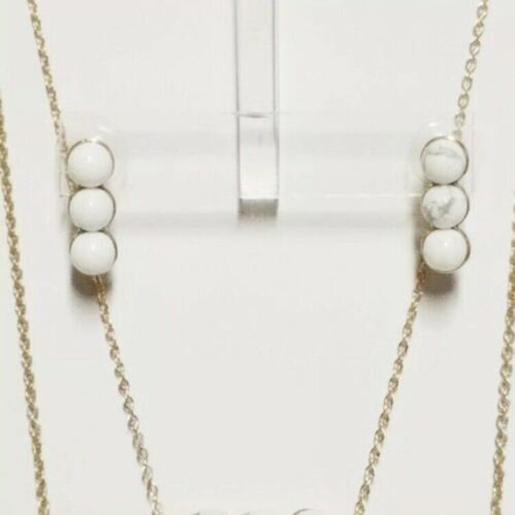 Vintage Choker 2 Necklace Earring Set White Marbl… - image 4