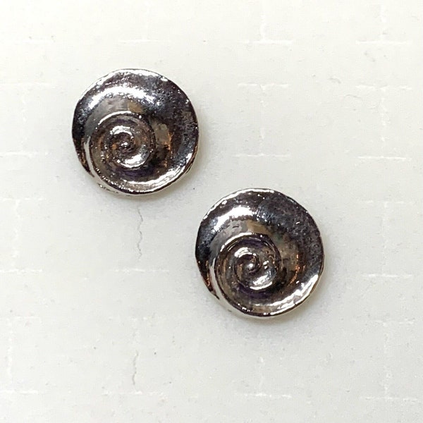 Vintage Clip On Earrings Large Silver Tone Swirl Design Tribal Bohemian Chic Retro Statement Costume Jewelry