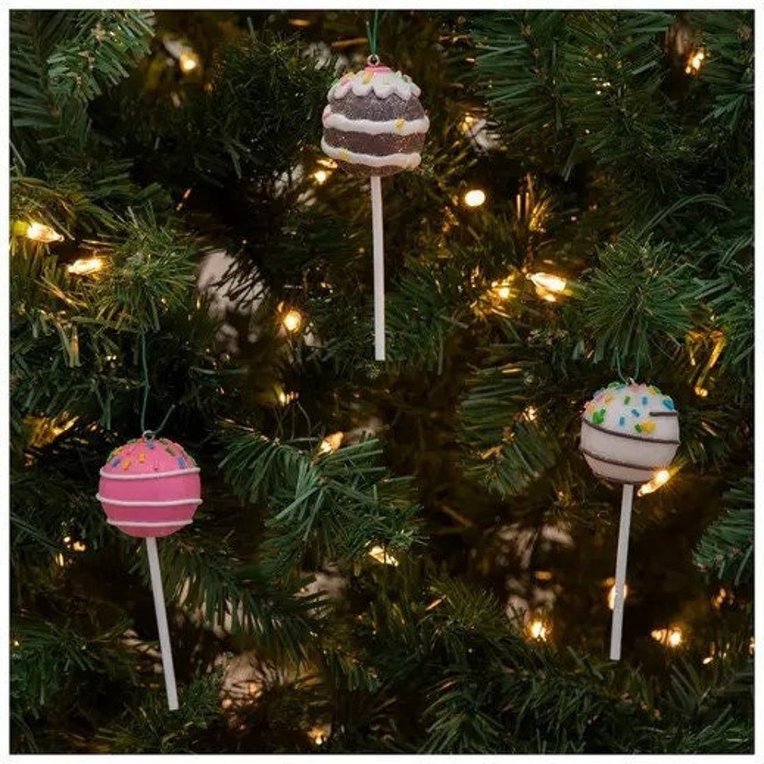 Cake Pop Ornament Christmas Chocolate White Etsy