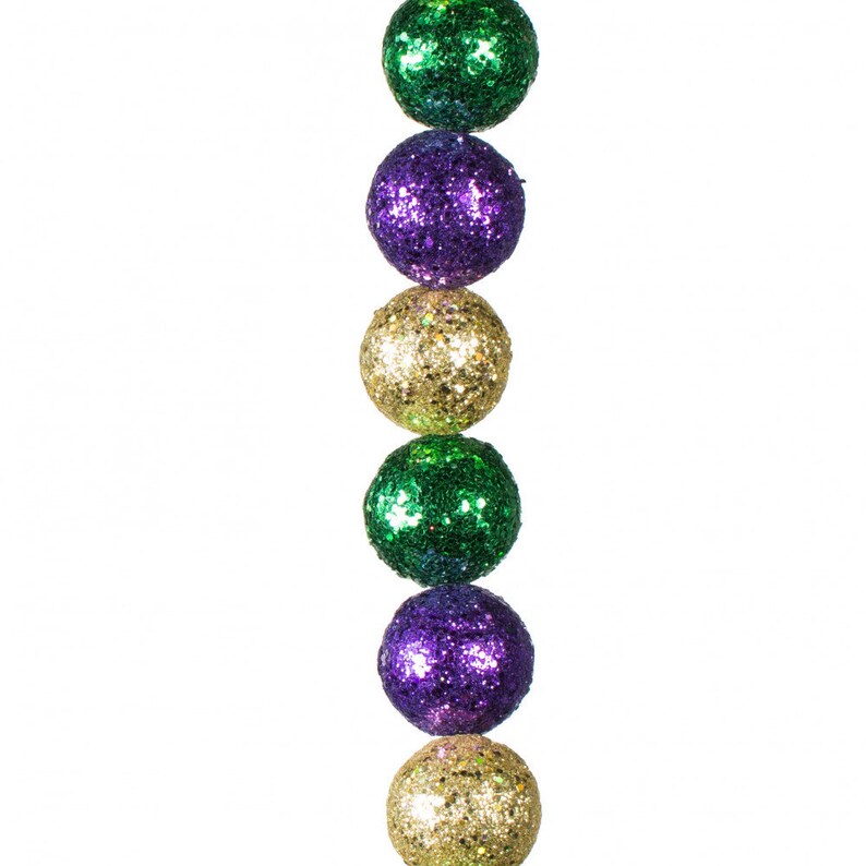 6' Glitter Ball Garland Mardi Gras Ball Garland, 6' Feet King Cake