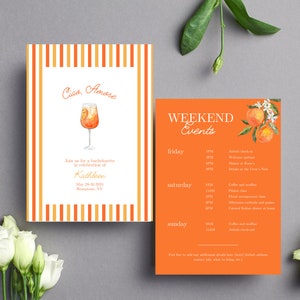 Vrijgezellenfeest/verjaardag Ciao Amore | Digitale, bewerkbare sjabloon | Amalfi/Positano, Aperol Spritz-themaroute | Feelin Spritzy