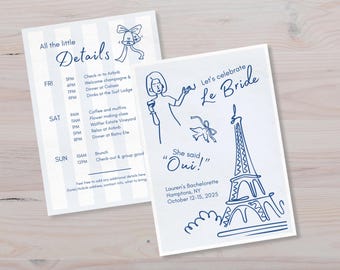 French Bachelorette Itinerary & Invite: Parisian Theme, Editable Template (Digital Download)