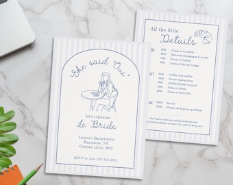 French Bachelorette Itinerary & Invite: Parisian Theme, Editable Template (Digital Download)