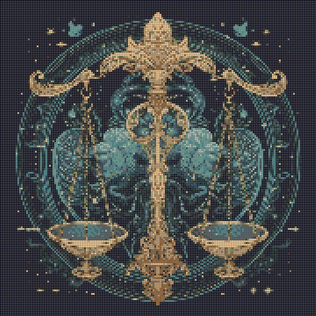 Libra Cross Stitch Pattern, Horoscope Star Sign Constellation September