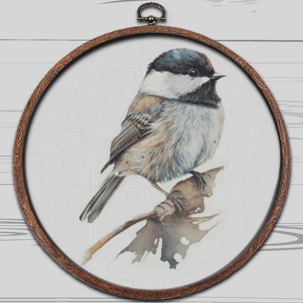 Sparrow on Twig Cross Stitch Pattern, Sparrow Bird Twig Fall Brown Nature, Embroidery, Cross Stitch Pattern, Instant Download PDF