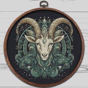 山羊座のクロスステッチパターン、星占い星座星座12月1月、刺繍、クロスステッチパターン、PDFの即時ダウンロード
