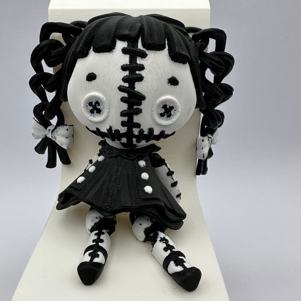 Creepy Doll - 3D print articulated Creepy Doll figure- Creepy Cute Art - Goth Decor - Gothic Home Decor