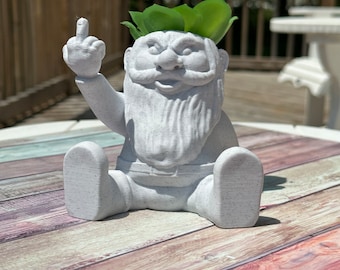 Snarky Middle Finger Gnome Planter: Funny Garden Decor