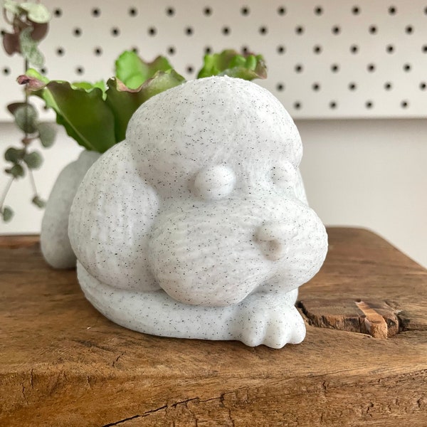 Poodle Planter - Adorable Sleeping Poodle Dog Planter - 3D Printed for Your Home Decor - Poodle Lover gift