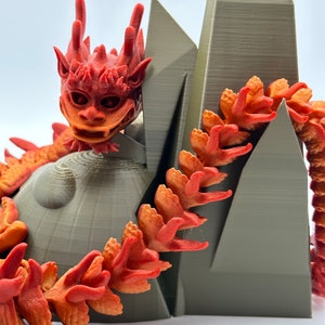 Articulated Crystal - Wing Dragon - Articulated Lucky Dragon - Flexible Oriental Dragon - Stim Toy -  Fidget 3D Printed