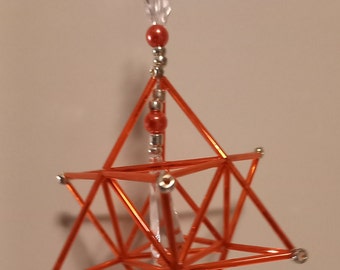 3D Handmade Merkabah Star. Sacred geometry. Glass beads.