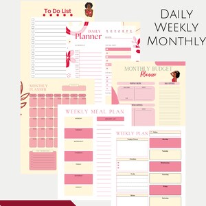Crimson and Cream Digital Planner, Editable Planner, Digital Planner, Digital Download, Black Women, African American Women, Beautiful, 2023
