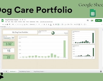 Dog Care Tracker Google Sheets Template, Dog Walking Tracker, Dog Sitting Tracker, Dog Care Organizer, Google Sheets Tracker