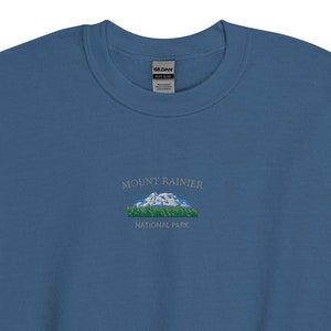 Mount Rainier Embroidered Sweatshirt - Stitched Vintage style Mountain Design for Nature Lovers