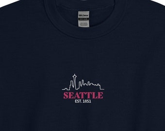 Seattle Vintage Style Sweatshirt - EMBROIDERED