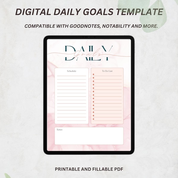 Digital Daily Goals Marble Templet, Printable iPad Templet, Daily Planner