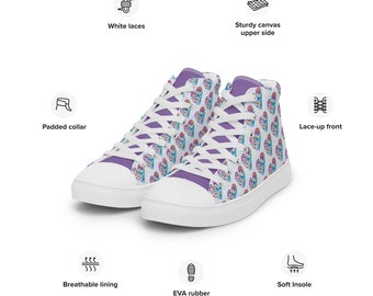 Womens High Top Sneakers Purple Shoes Cute Canvas Shoes Ladies Kawaii Shoes Chuck Taylor Fashion Sneakers Betsey Johnson