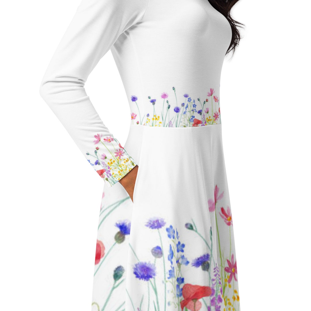 Long Sleeve Womens Spring Dresses Midi Dress With Pockets Spring ...