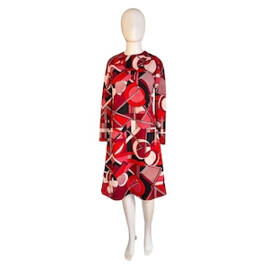 Vintage 1970s Dress Geometric Psychedelic Print