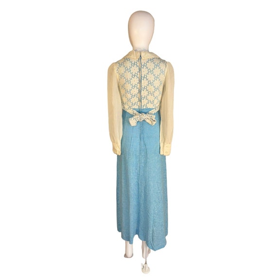 Vintage Prairie Dress Hippie Lace Maxi 1960s - image 5