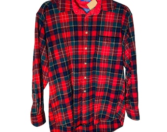 Camisa de franela roja con botones de Pendleton vintage