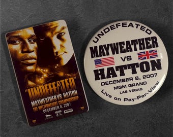 2007 Floyd Mayweather Jr. vs Ricky Hatton Boxing Lot of 2 MGM Hotel Key Card and Promotional Button Pinback Rare Las Vegas