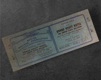 Vintage 1988 Boxing Writers' Dinner Ticket, Mike Tyson Honoree