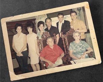 1967 Original Type 1 Johnny Cash Family Photo with Handwritten Notes Vintage Country Legend Photograph