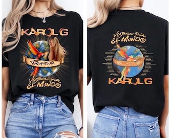 Camiseta Karol G TropiTour, Mercancía del concierto Viajando Por El Mundo