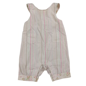 Vintage Streifen Baby Strampler One Piece Cottagecore Säugling Overall Sz 9 Monate
