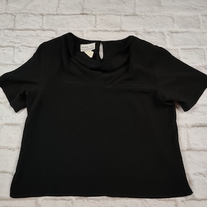 Vintage Da-Rue Draper&#39;s and Damon&#39;s petite womens blouse cowl neck black sz 10P