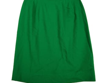 Vintage Kasper Company ASL Size 6P Skirt Kelly Green Wool Pencil Petite USA Made