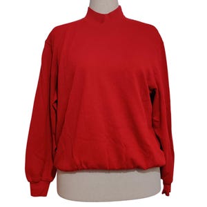 BonWorth Sz L Red Mock Neck Sweater Textured Pullover Vintage Minimalist Preppy