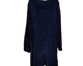 Vintage Georgina Von Etzdorf Damen Kleid Tunika Shirred Samt Marineblau Gr. 12