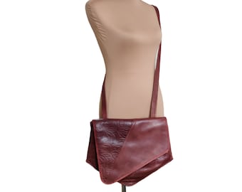 Vintage Phaze Damen Crossbody Schultertasche Leder Asymmetrische Boho Braun