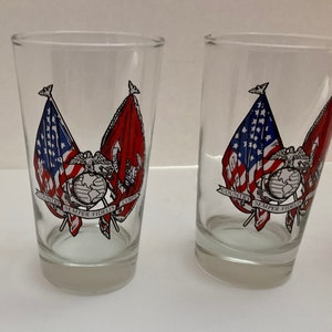 US Marines Semper Fidelis Clear Glass Tumbler Set of 4 Country Corps ...
