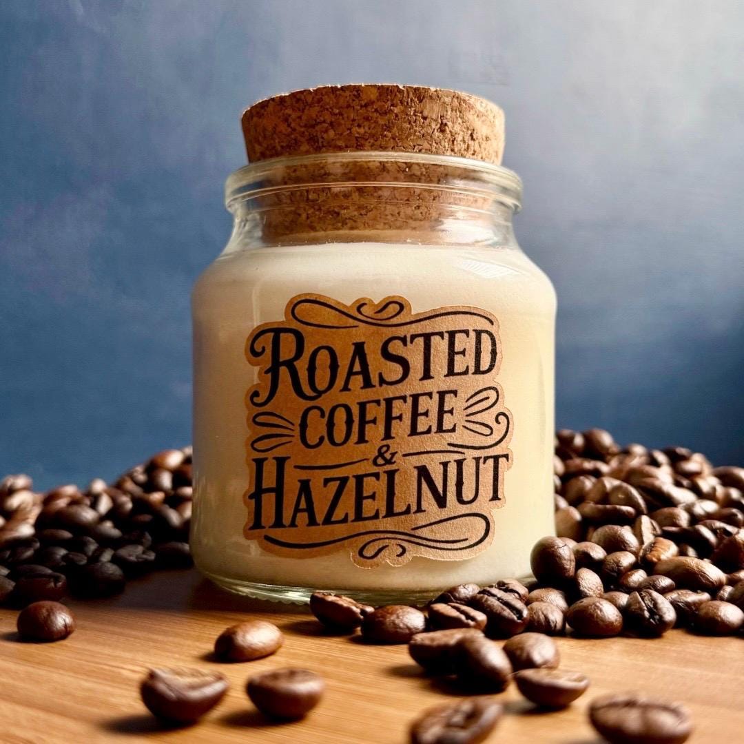 Roasted Coffee and Hazelnut Scented Wood Wick Soy Wax Candle Plants a