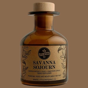 Handmade Savanna Sojourn Reed Diffuser | Home Fragrance | Scented Reed Diffuser | Vegan Home Decor | Housewarming Gift | Eco Friendly Gift