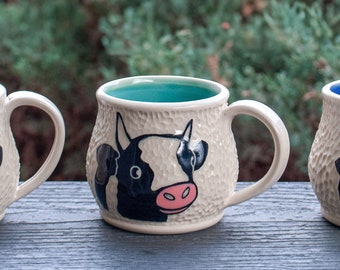 PRE-ORDER Cow Mug, Handmade Ceramic Mug, Hand-Thrown in Colorado