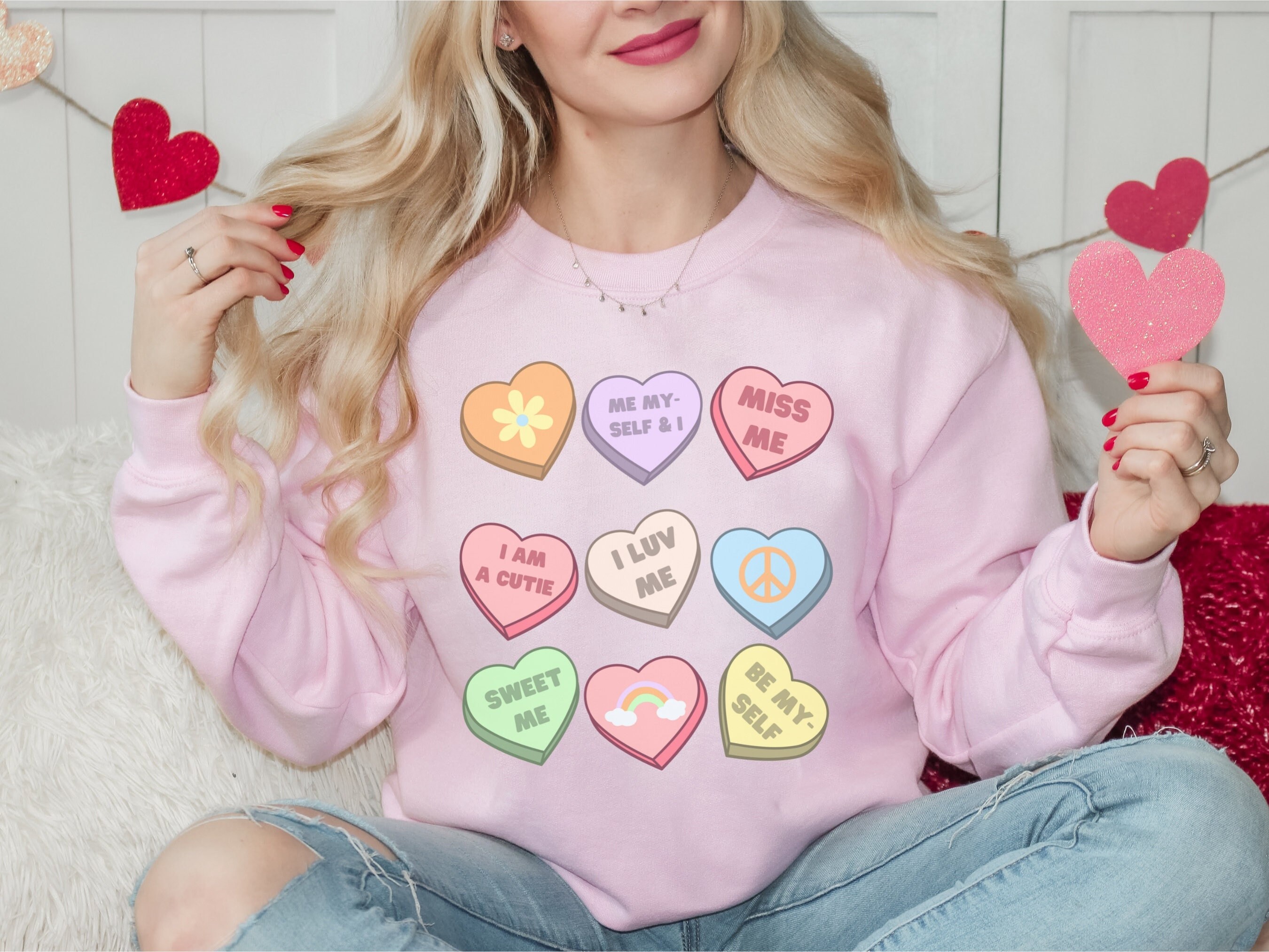 Positive Affirmation Sweater Candy Heart Sweater - Etsy