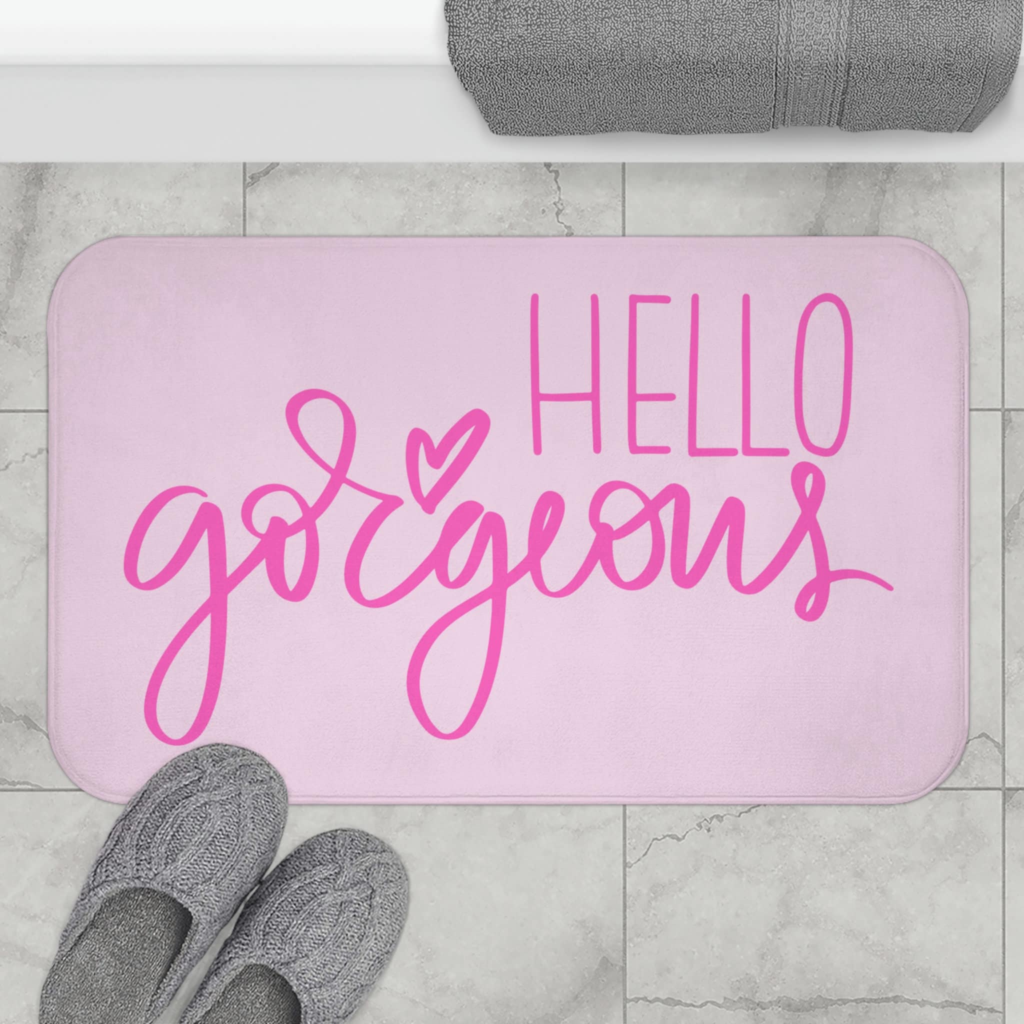 Hello Bath Mat Etsy