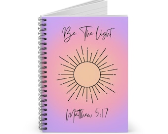 Diario religioso, cuaderno cristiano, diario de oración inspiradora, bloc de notas con versículos bíblicos en espiral, Mateo 5:17 Sé la luz