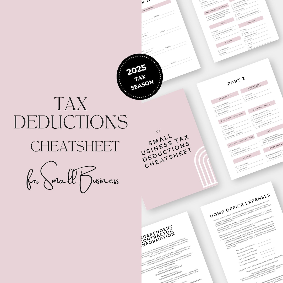 Small Business Tax Deduction Cheat Sheet – Blush Pink (new for 2024 Tax ...