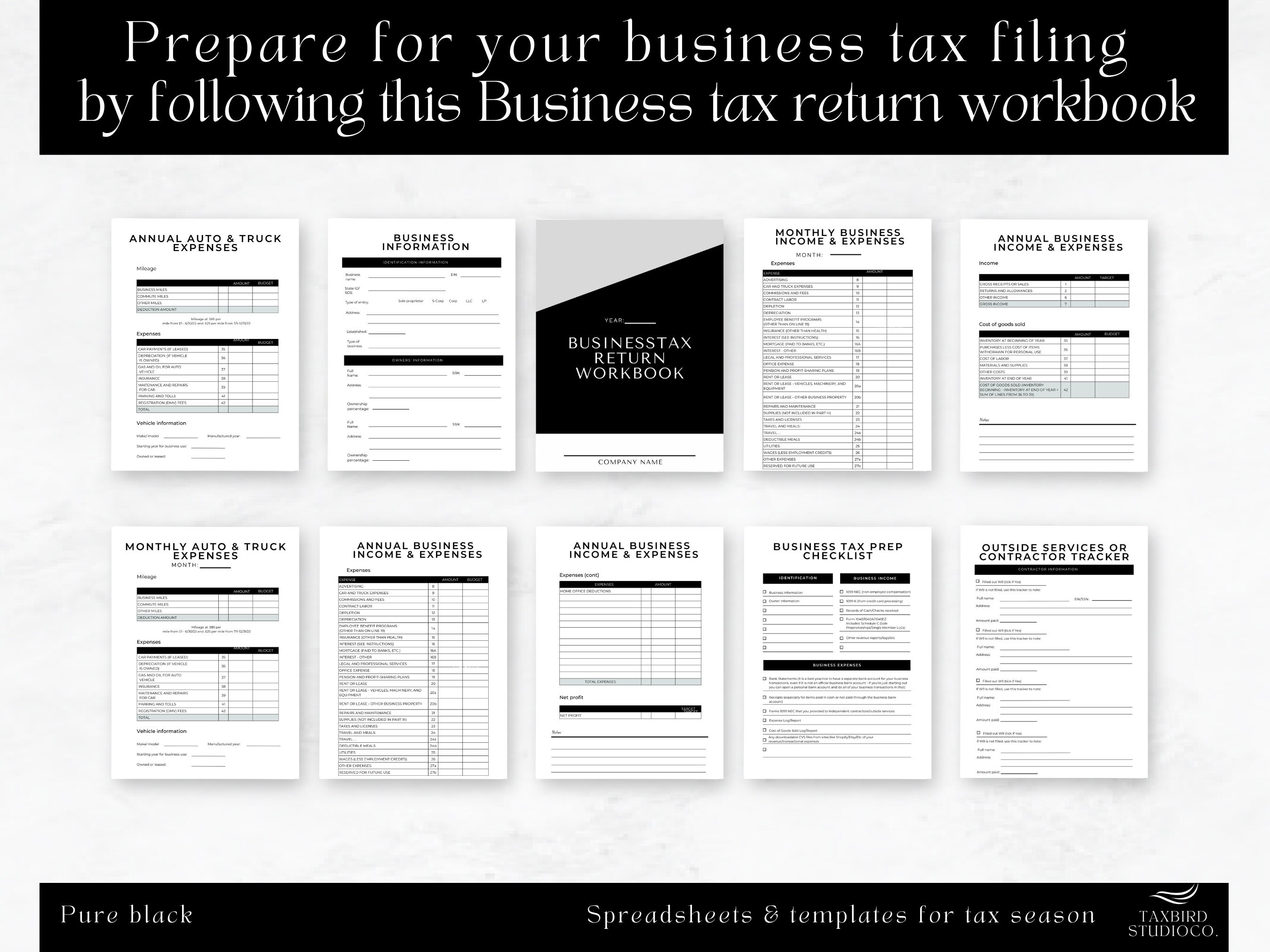 Small Business Tax Return Workbook With Tax Preparation - Etsy