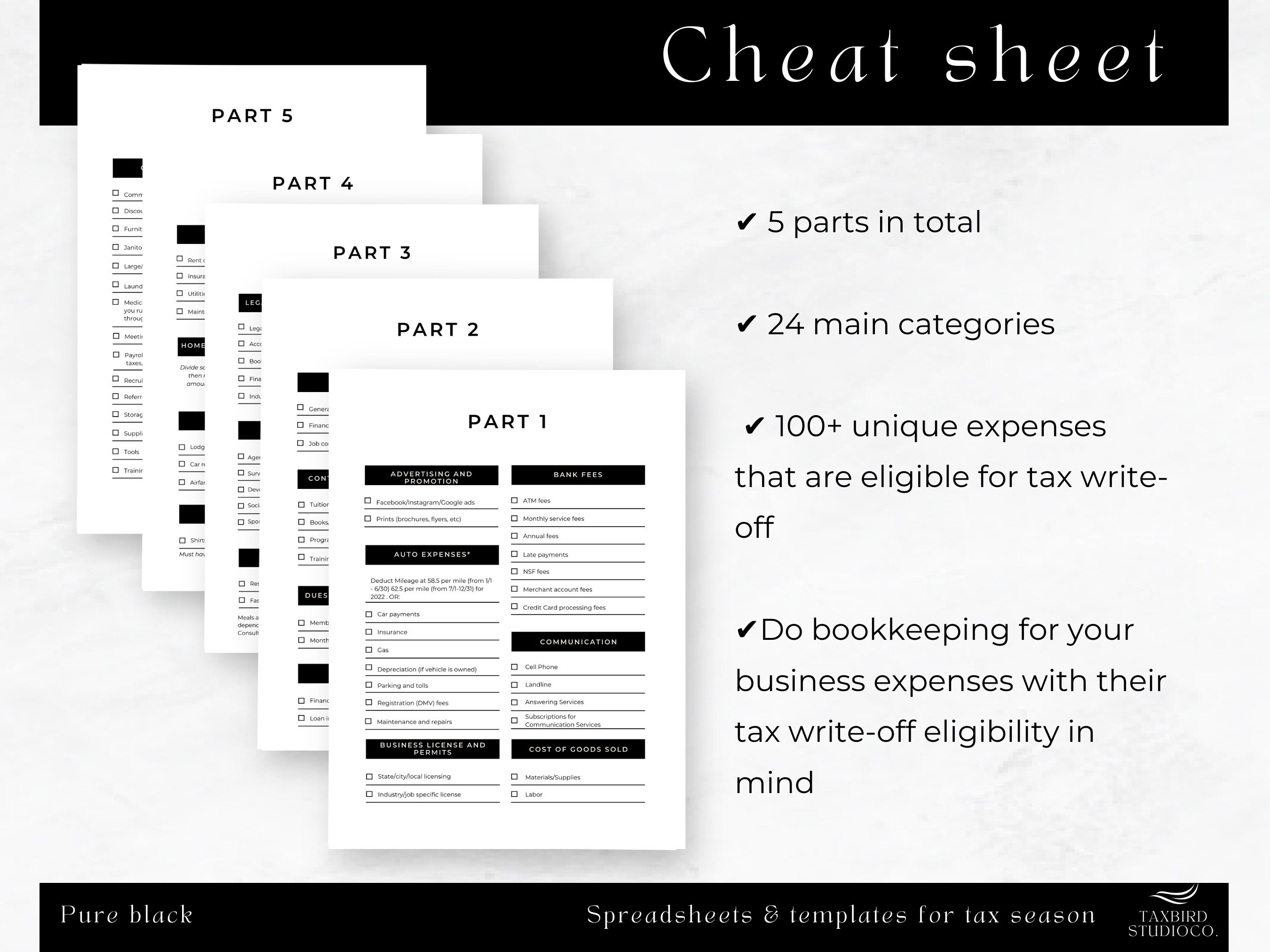 Write Off List Small Business Tax Deductions Cheat Sheet, Tax Deductions Item List ...