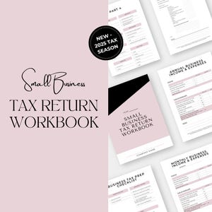 2024 Tax Return Workbook for Small Business Tax Return with Tax preparation checklist and Tax deductions Cheat sheet – Blush Pink