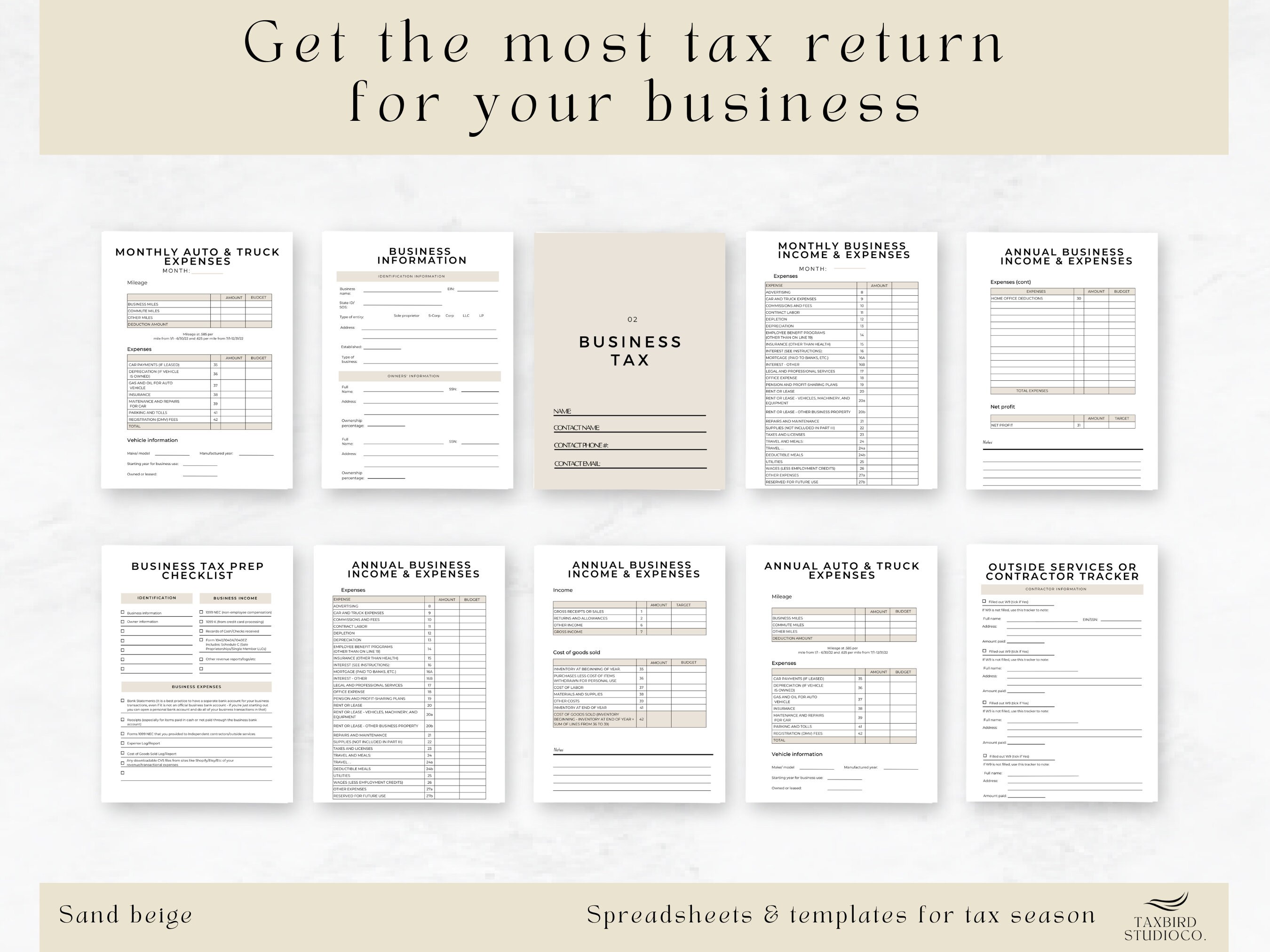 Small Business Tax Return Workbook With Tax Preparation - Etsy